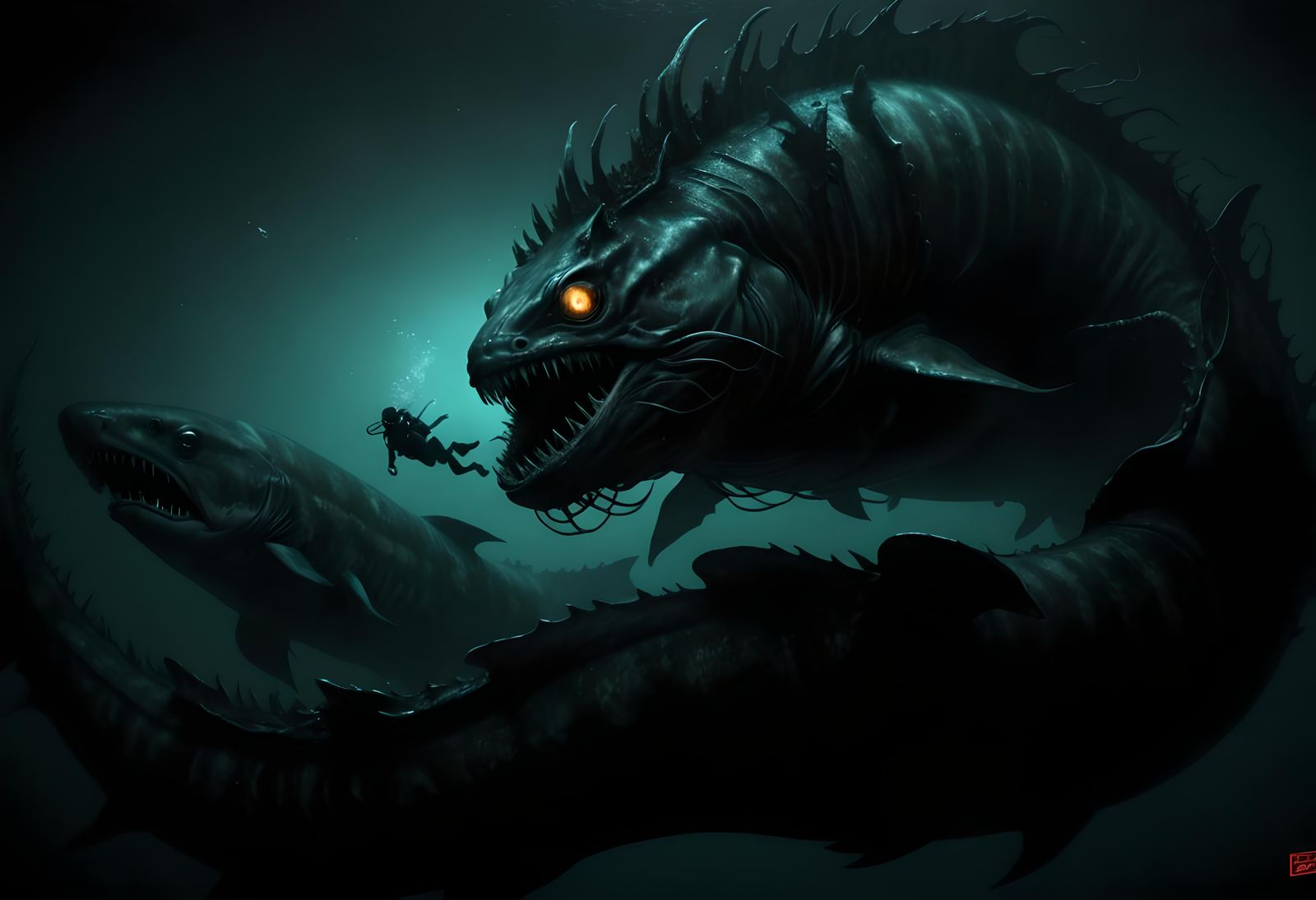 Horrifying One-Eyed Sea Monster Stares at Diver