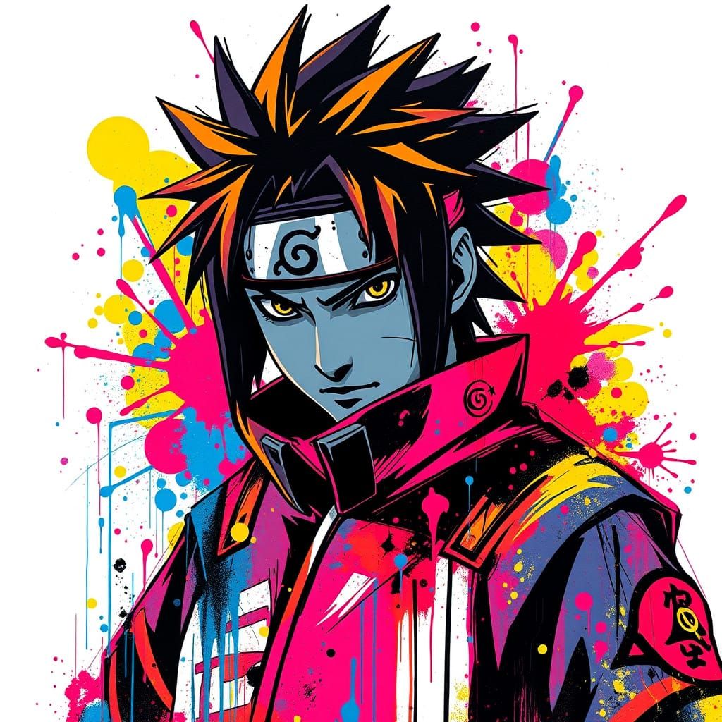 Sasuke in Vibrant Graffiti Art Style