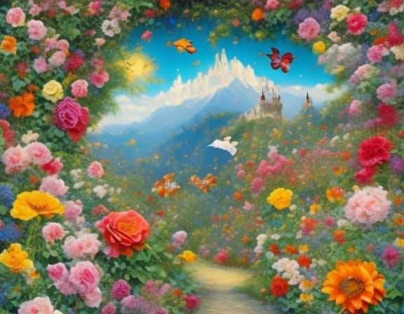 Enchanting Rose Garden Under Moonlight