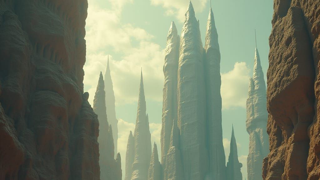 Astronaut and Ancient Ruins on Alien Planet