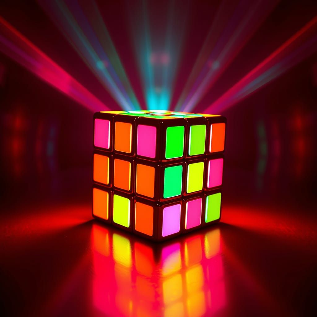 Neon Rubik's Cube in Stylized 3D
