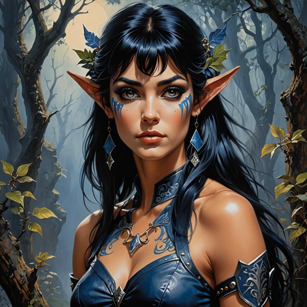 Wood Elf Portrait in Fantasy Art Style