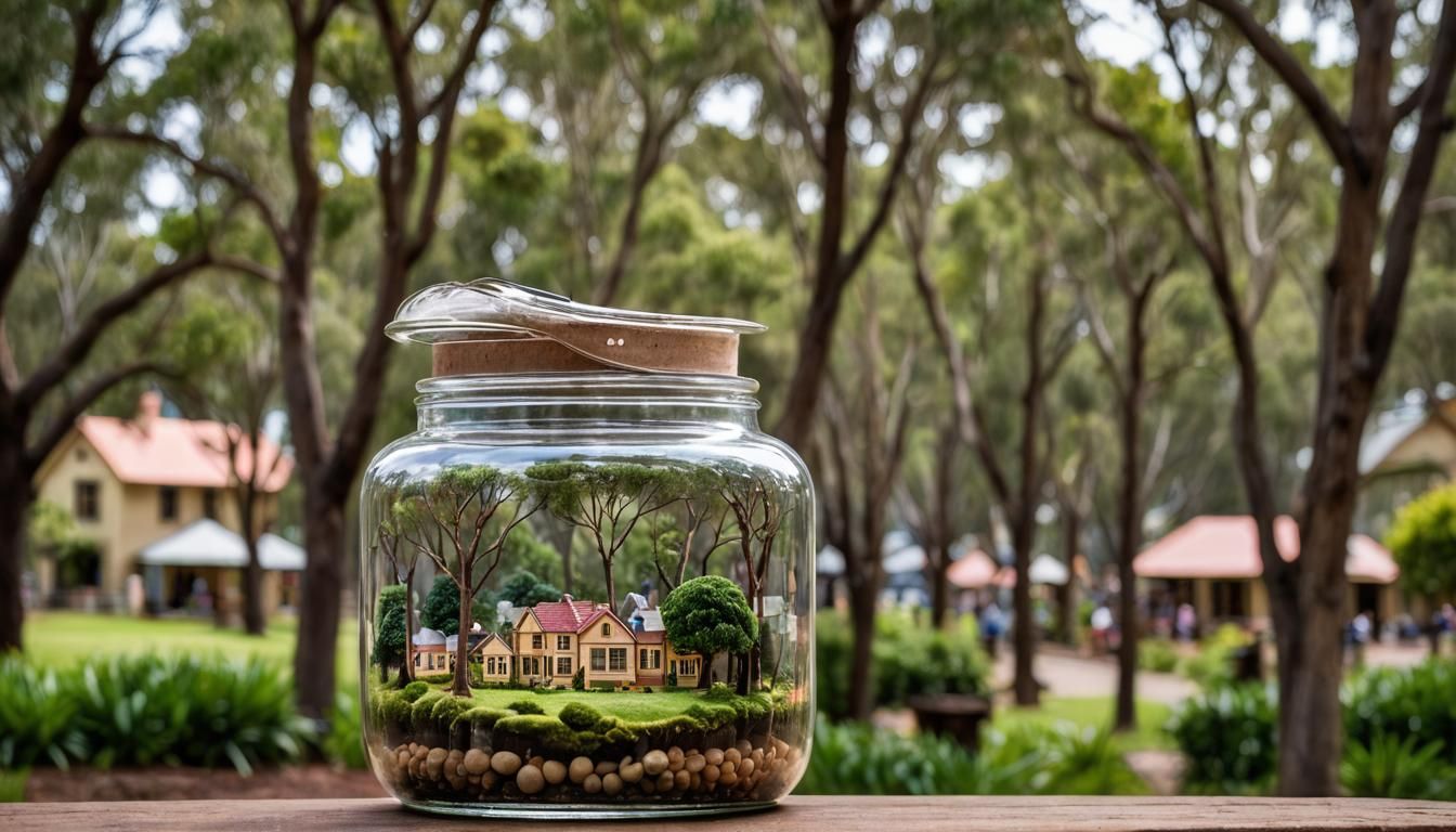 Miniature 1850s Australian Town in Glass Jar