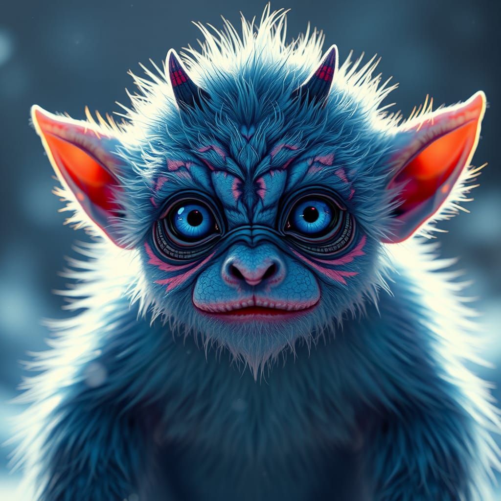 Intricate Baby Yeti: Dark Fantasy Concept Art