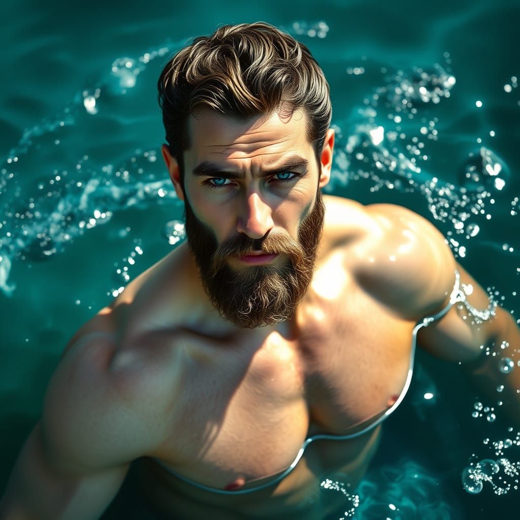 Poseidon, God of the Sea, Emerging from Water
