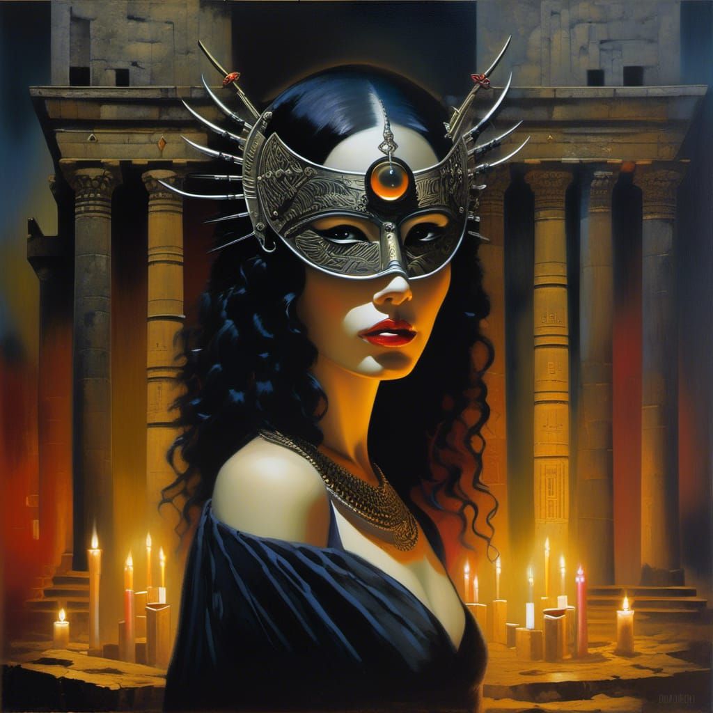 Sinister Gaze: Surreal Woman in Dark Fantasy Style