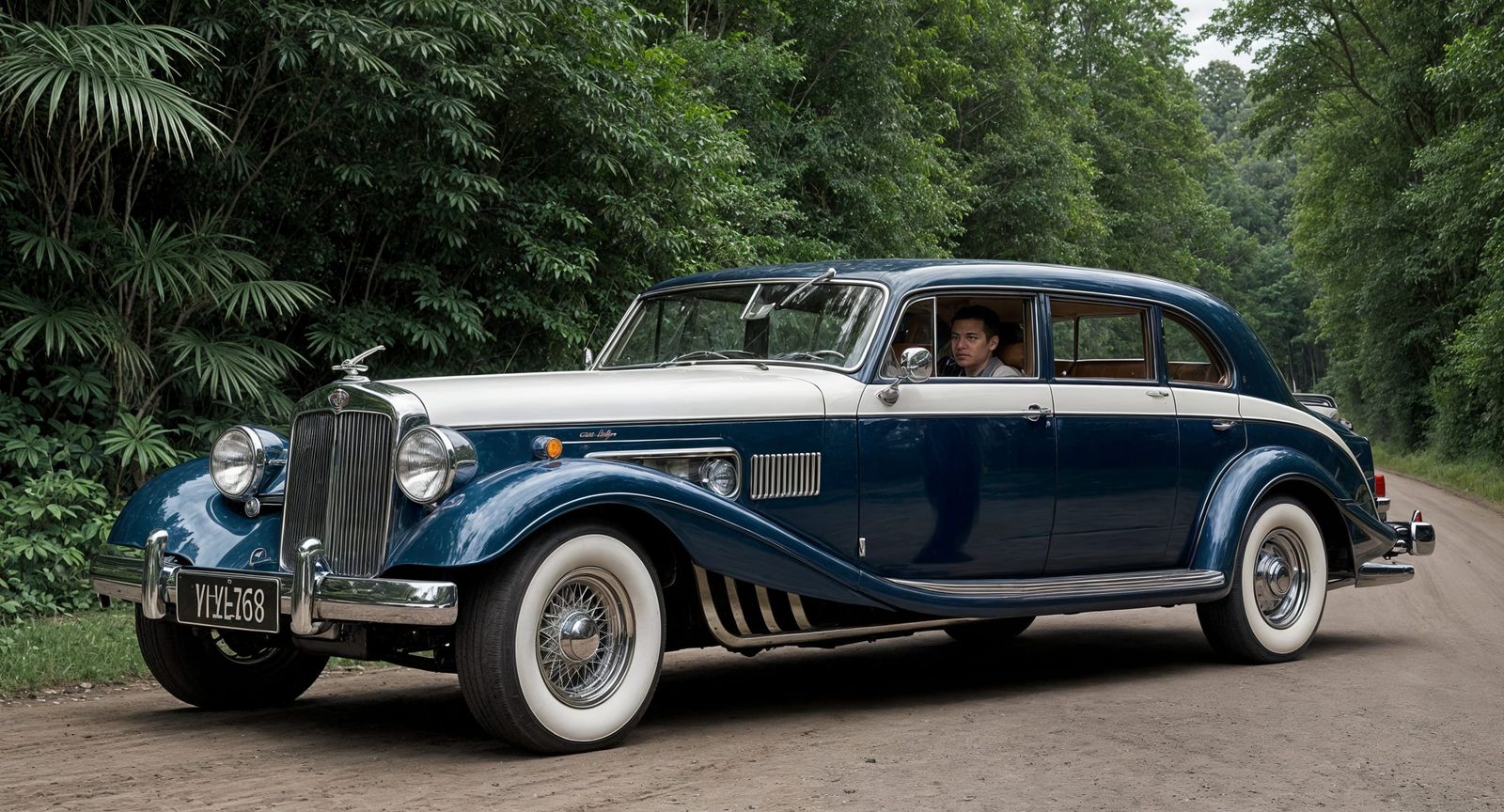 Magnificent Limousine Drives Through Lush Jungle