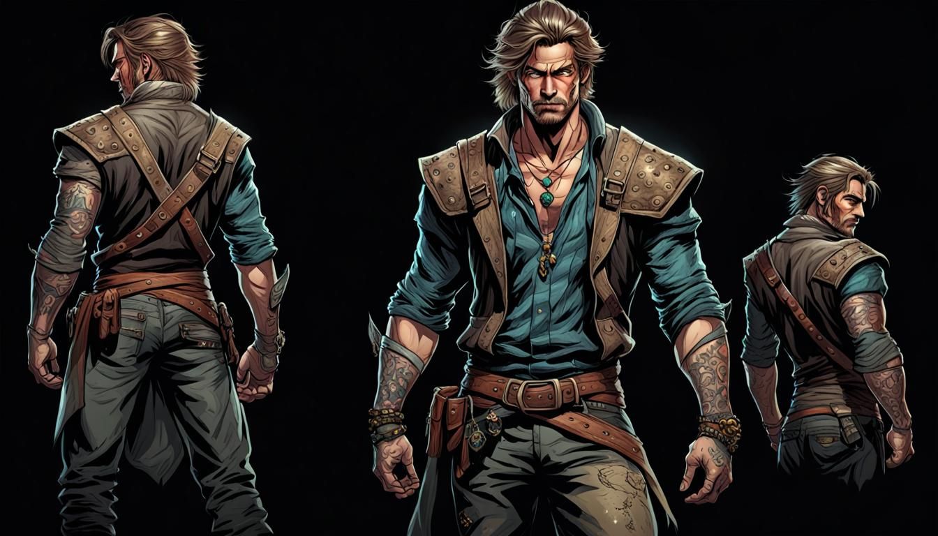 Fantasy Character Portrait: Handsome Rogue Bandit