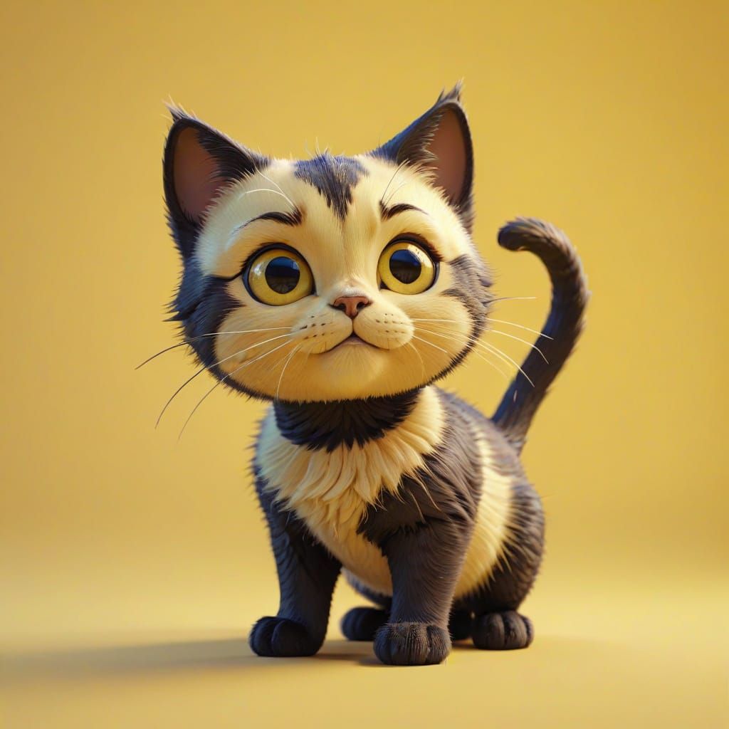 Cat Caricature Concept Art in Pixar Animation Style