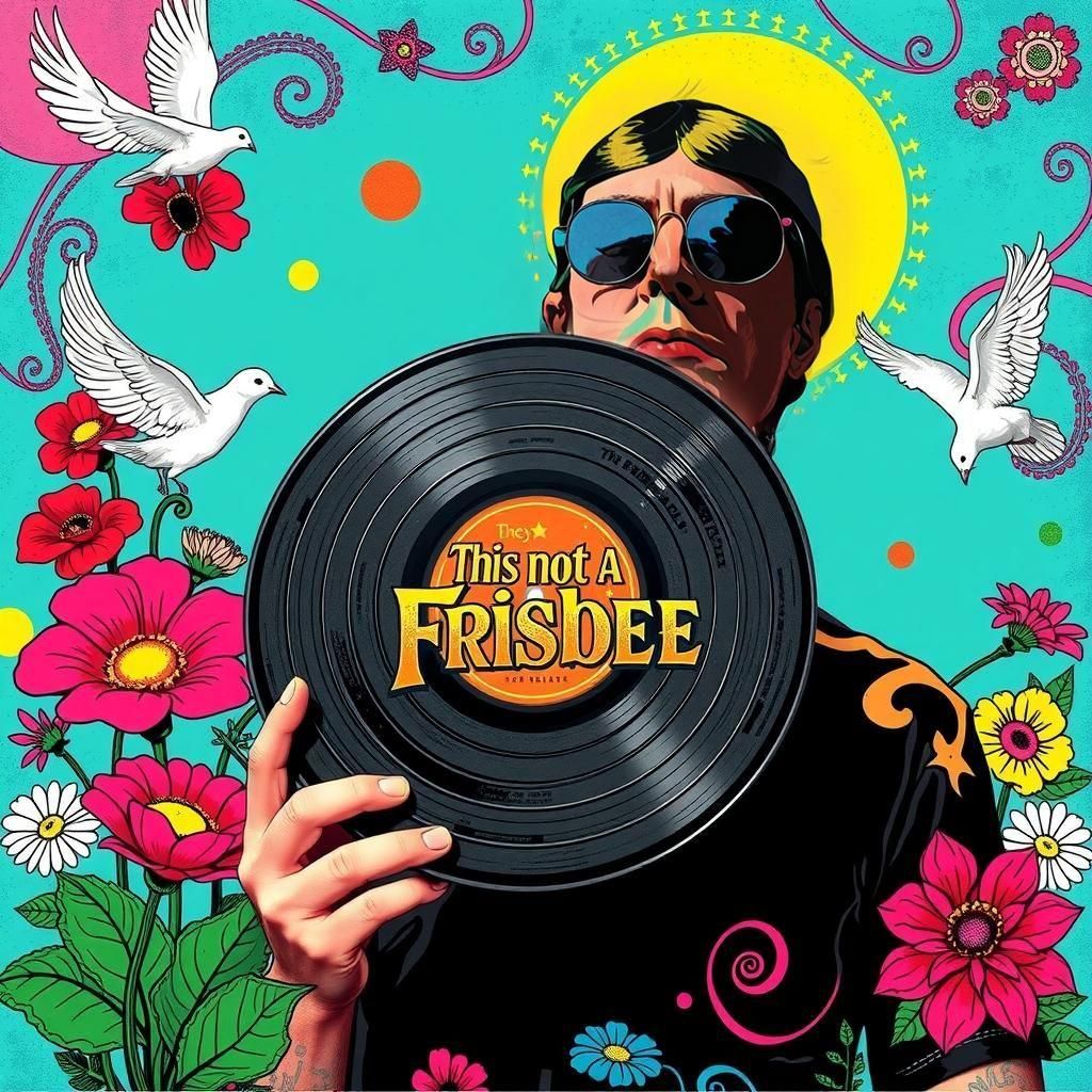 Pop Art Record Sleeve with Magritte Hat and Flowers