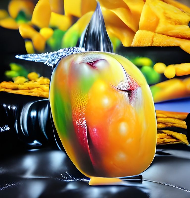 Hyperrealistic Mango: Colorful Oil Painting on Canvas