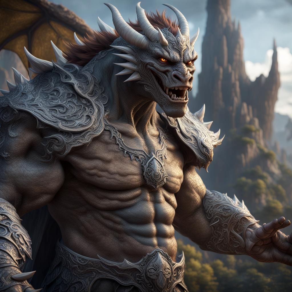 Ogre Dragon Hybrid in Detailed Fantasy Art