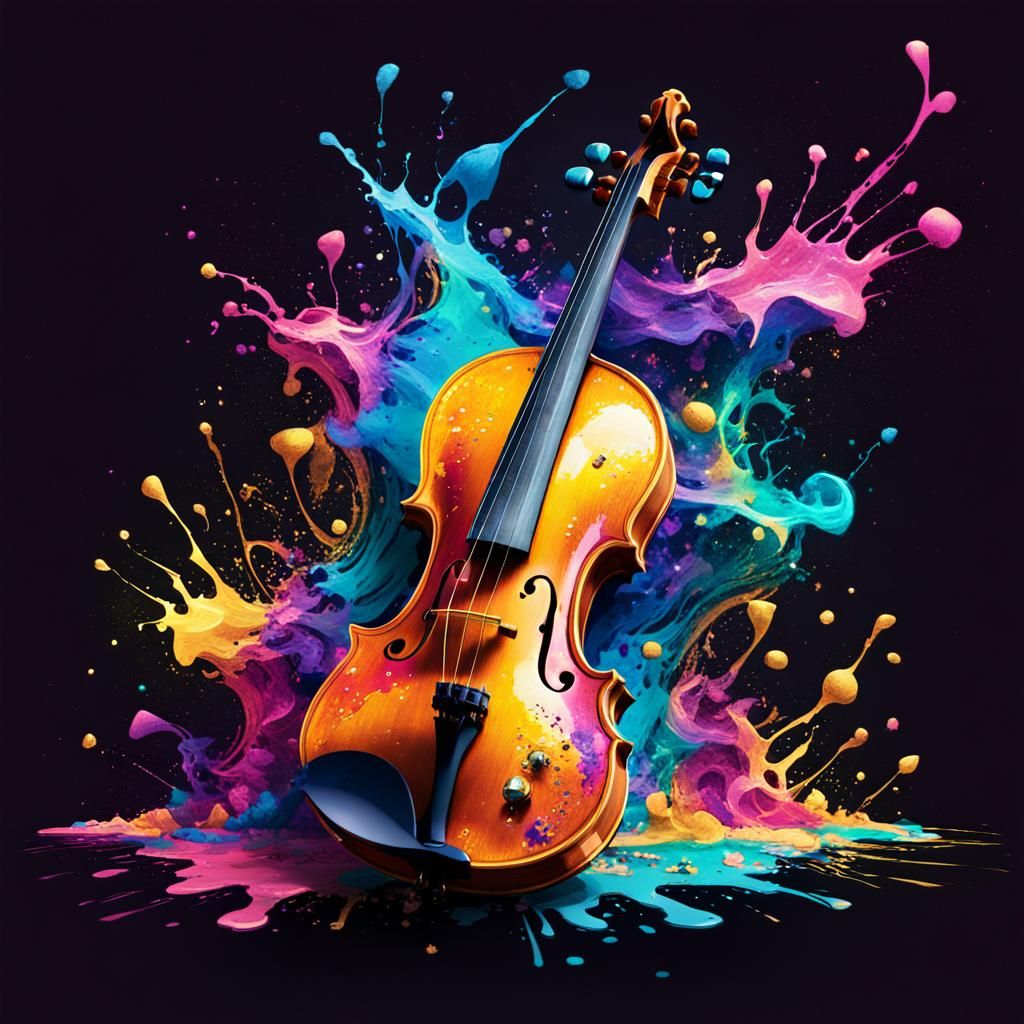 Egyptian Instruments in Colorful Ink Splashes