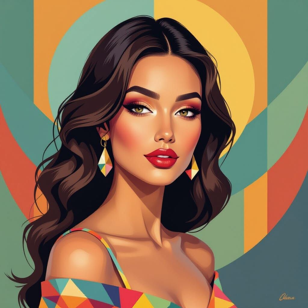 Divine Woman of Intellect and Goodness in Geometric Cubist S...