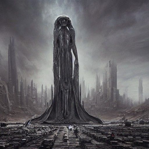 Ancient Alien God King in Dystopian City