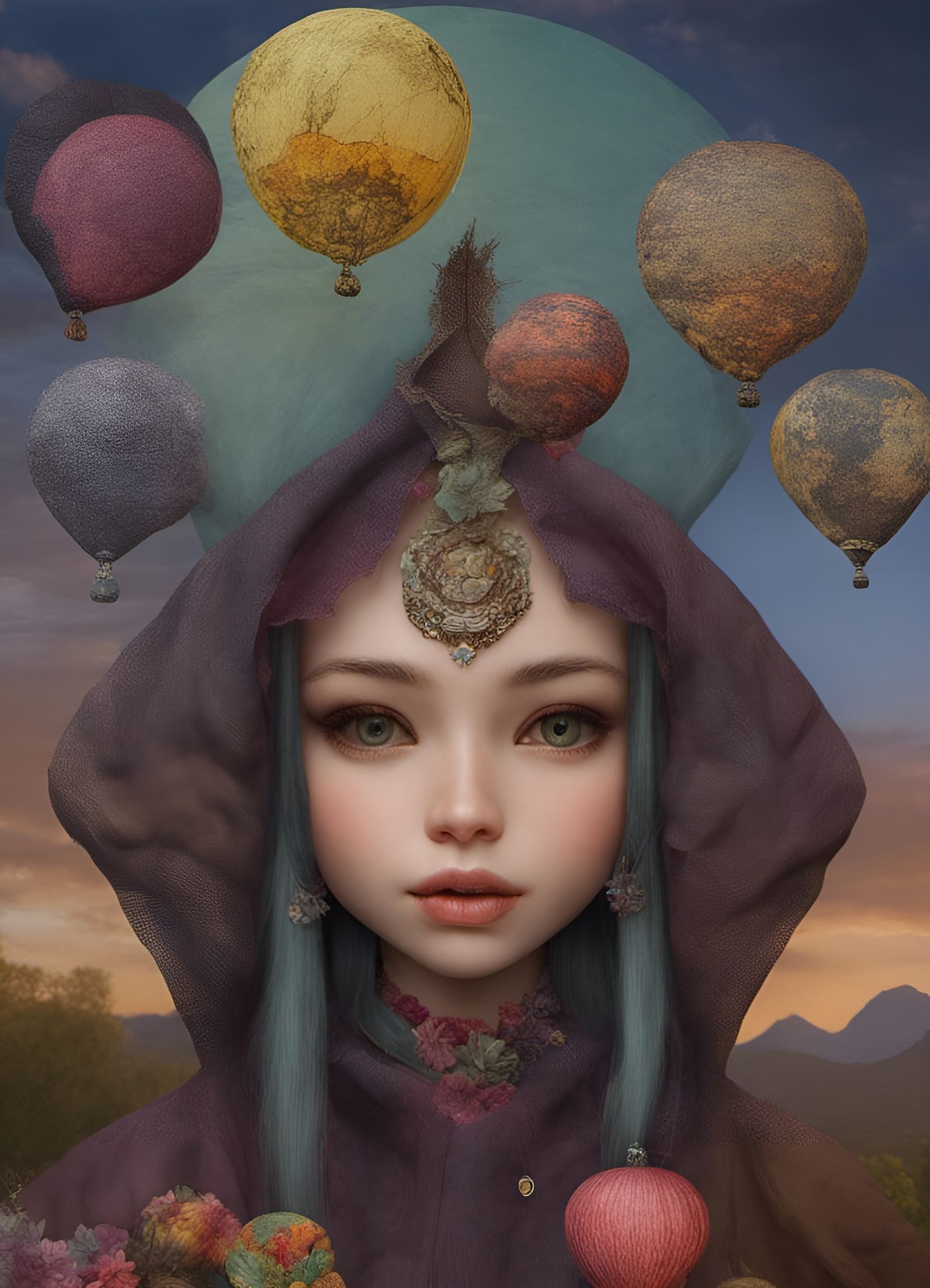 Detailed Patchwork Head in Collage Style