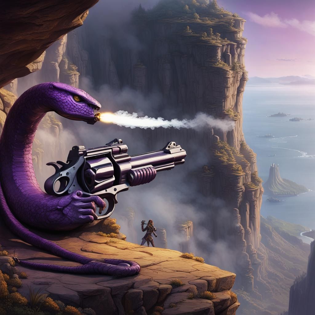 Cobra Baroness with Smoking Gun: Dark Fantasy Art