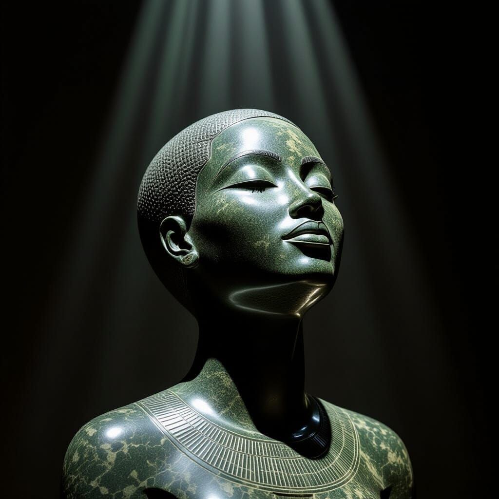 Granite Statue of African Woman in Egyptian Style