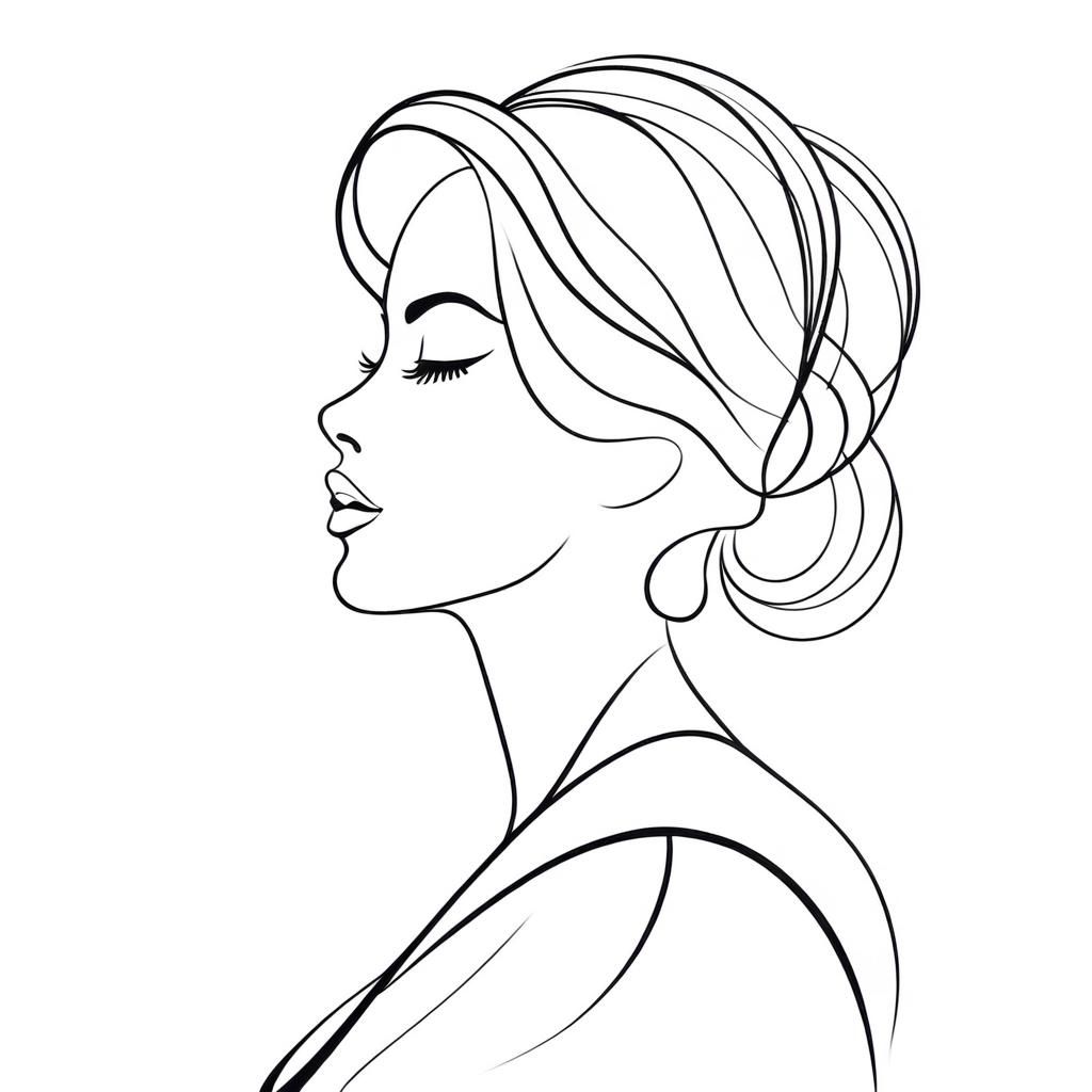 Minimalist Line Art: Silhouette of a Lady