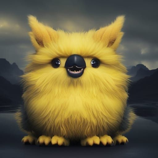 Fluffy Yellow Monster in Digital Matte Painting
