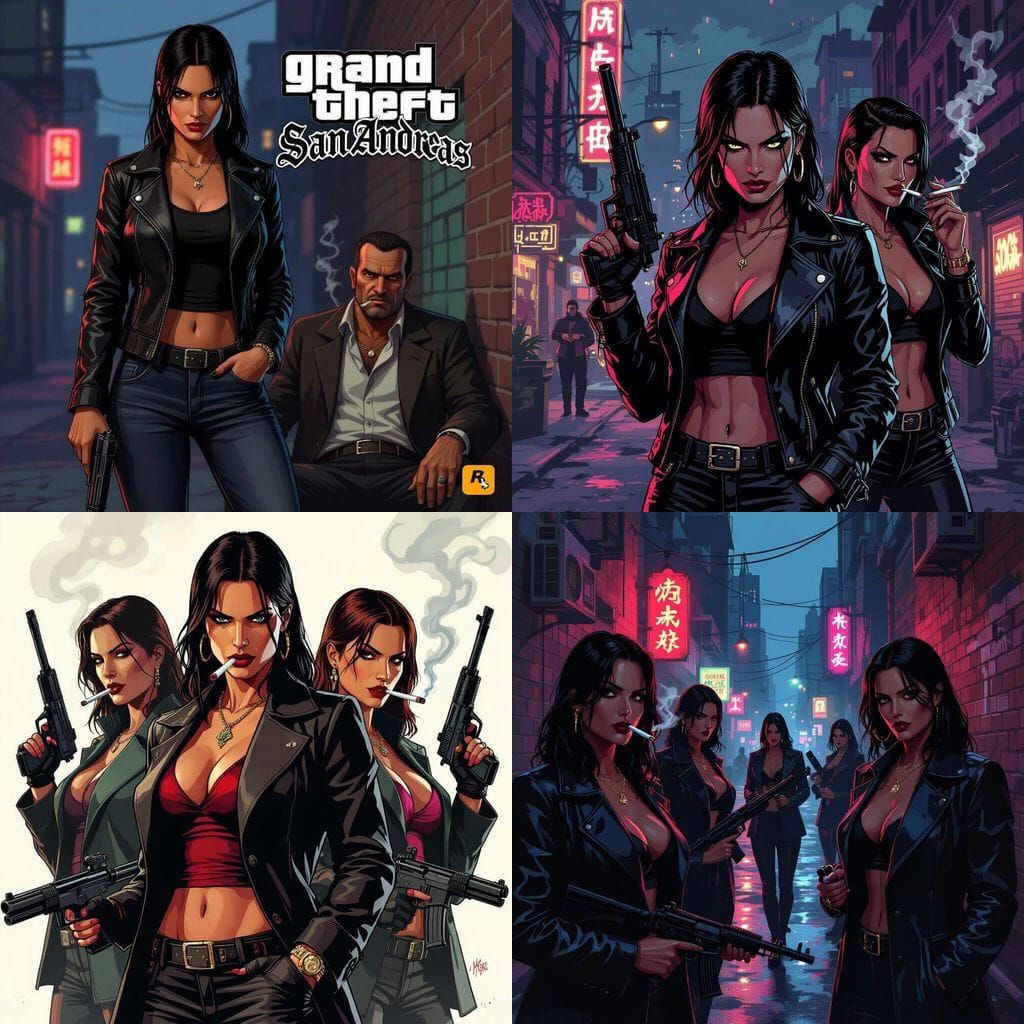 Mafia Characters Smoking with SMGs in GTA Style