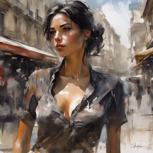 French Tourist Operator Portrait in Splash Art Style