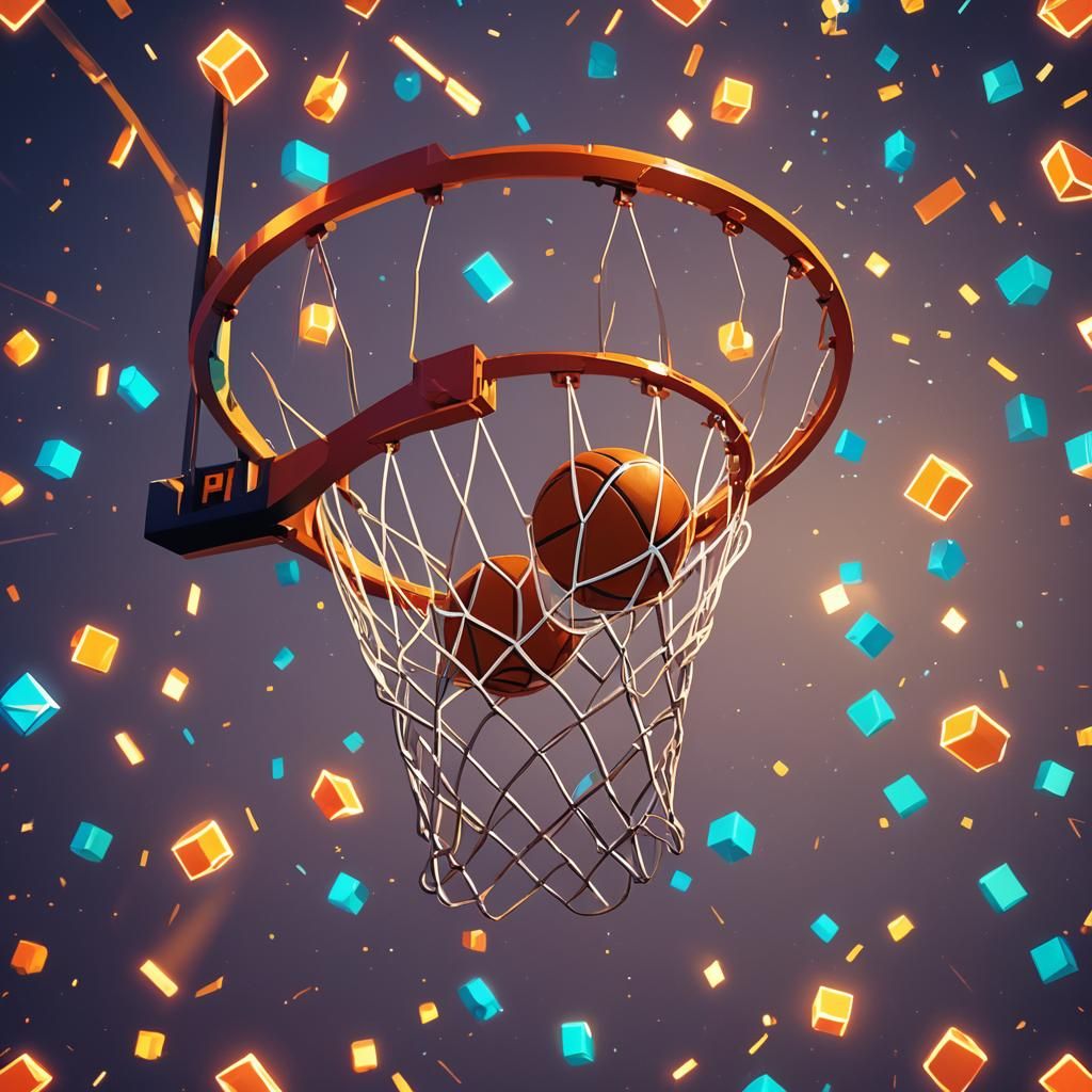 Low-Poly Basketball Scores with Glowing Accents