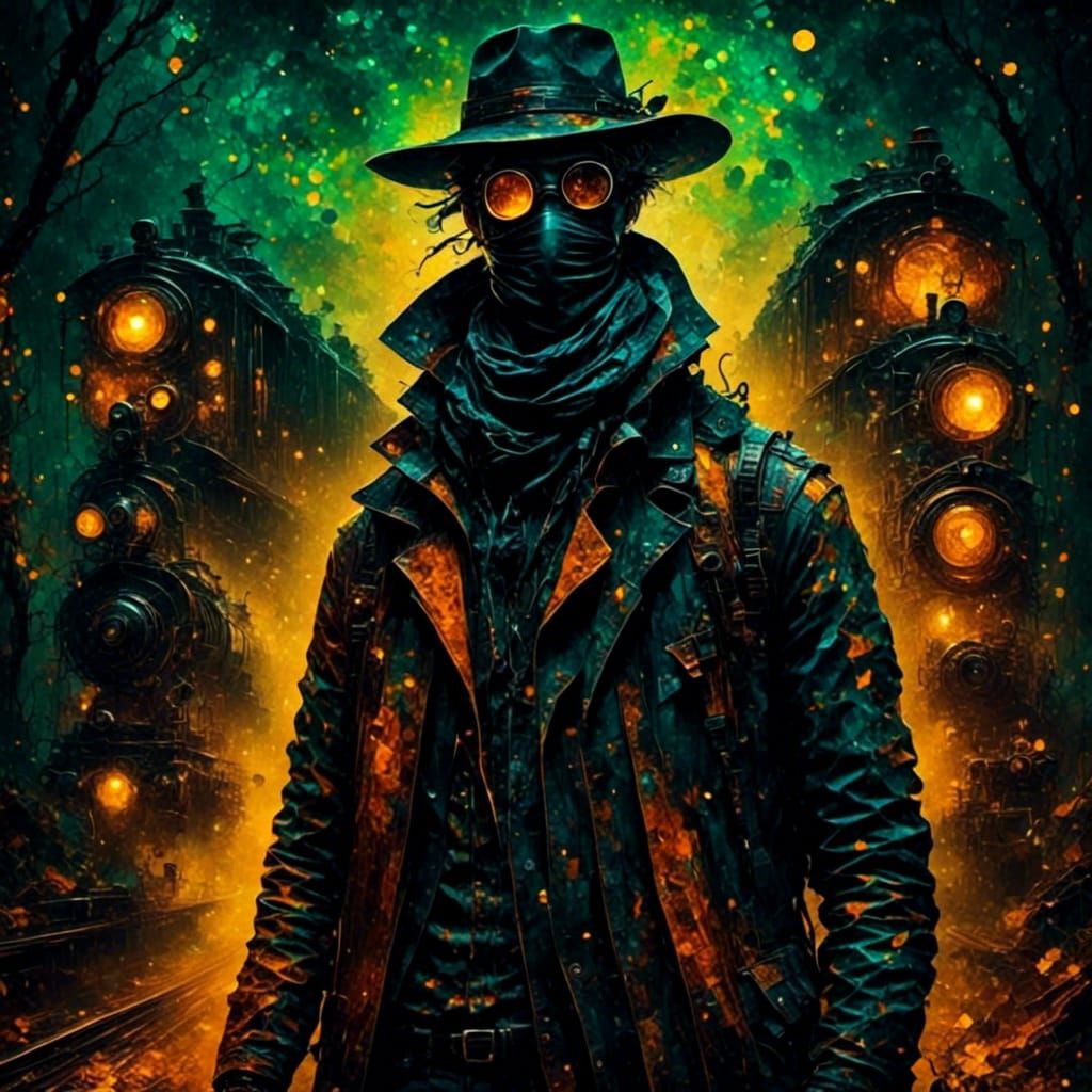 Wild West Train Robbery at Night