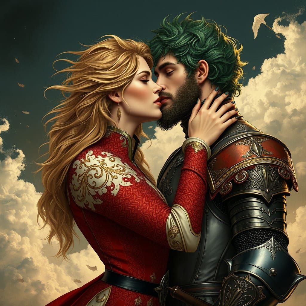 Azevim and Karolinya in Fervent, Dreamlike Embrace