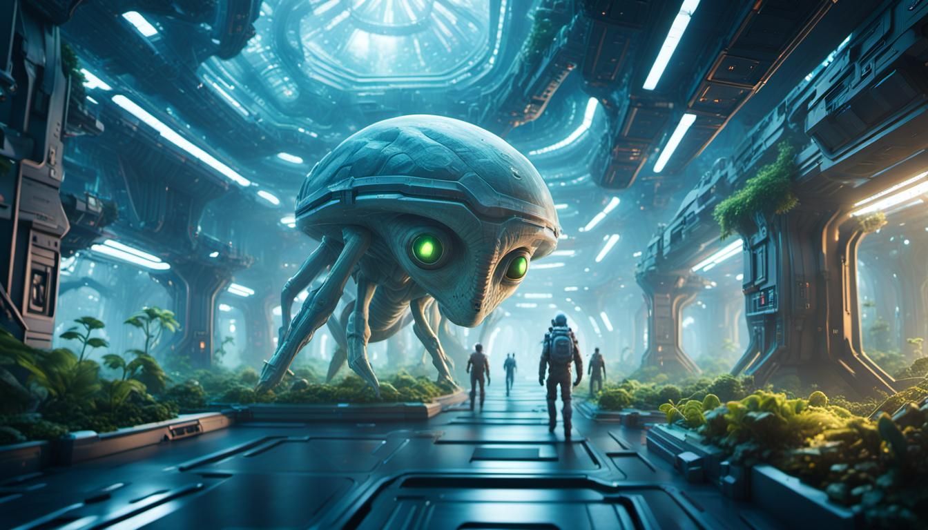 Alien Ecosystems on a Giant Space Station