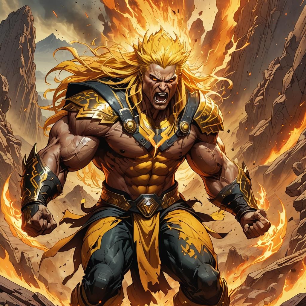 Futuristic Warrior in Rage Mode, Comic Book Style