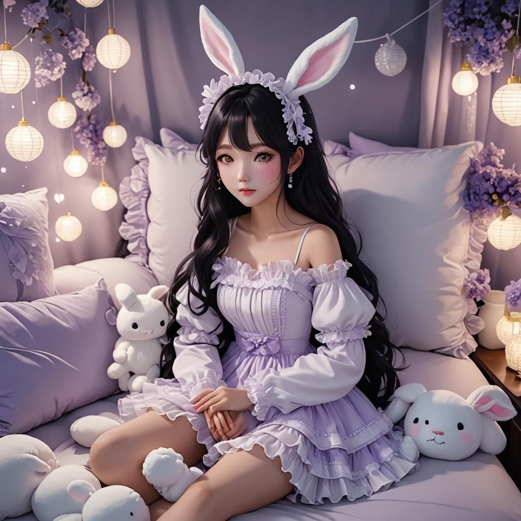 Cute Korean Girl in Princess Outfit: 3D Anime Art