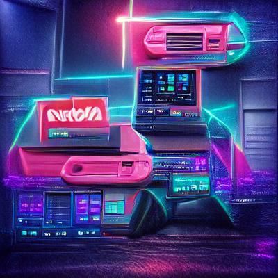 Nintendo in Synthwave Neon Retro Style
