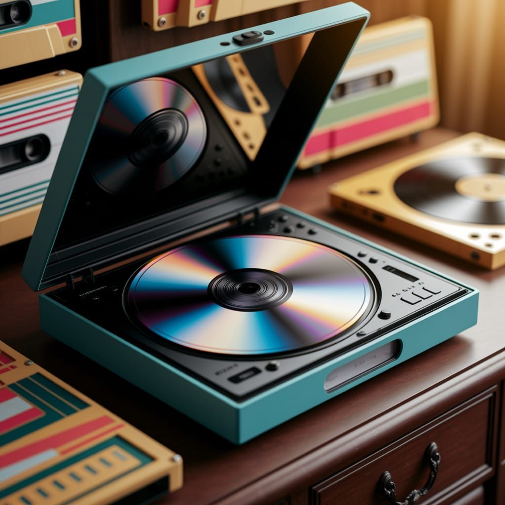 Nostalgic 90s Home Office Scene in Photographic Style