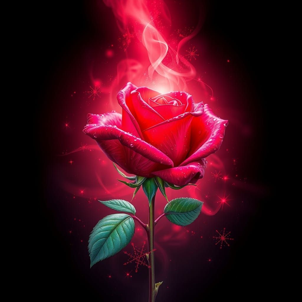 Stunning Cosmic Rose in Vibrant Red and Black