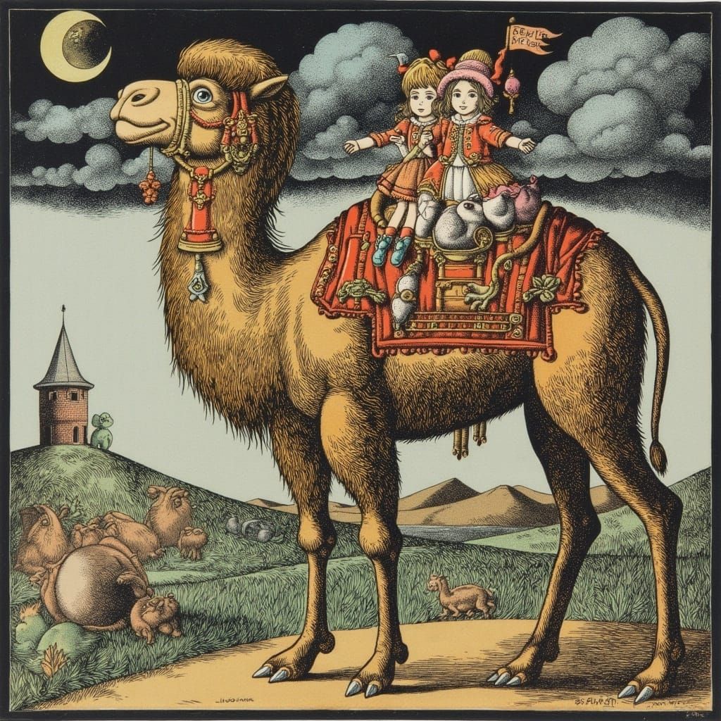 Surreal American Camel Inspired by Hans Arnold