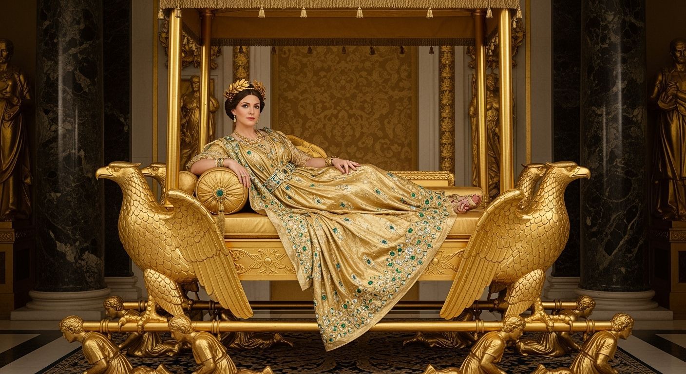 Roman Empress on Golden Eagle Chaise Lounge