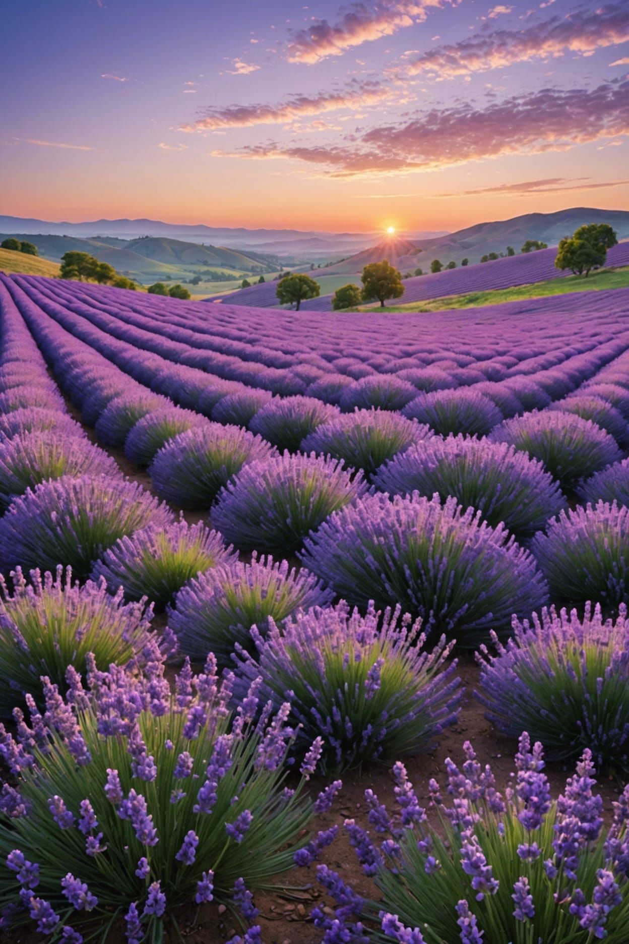 Lavender Dreamscape: Shimmering Amethyst Sea