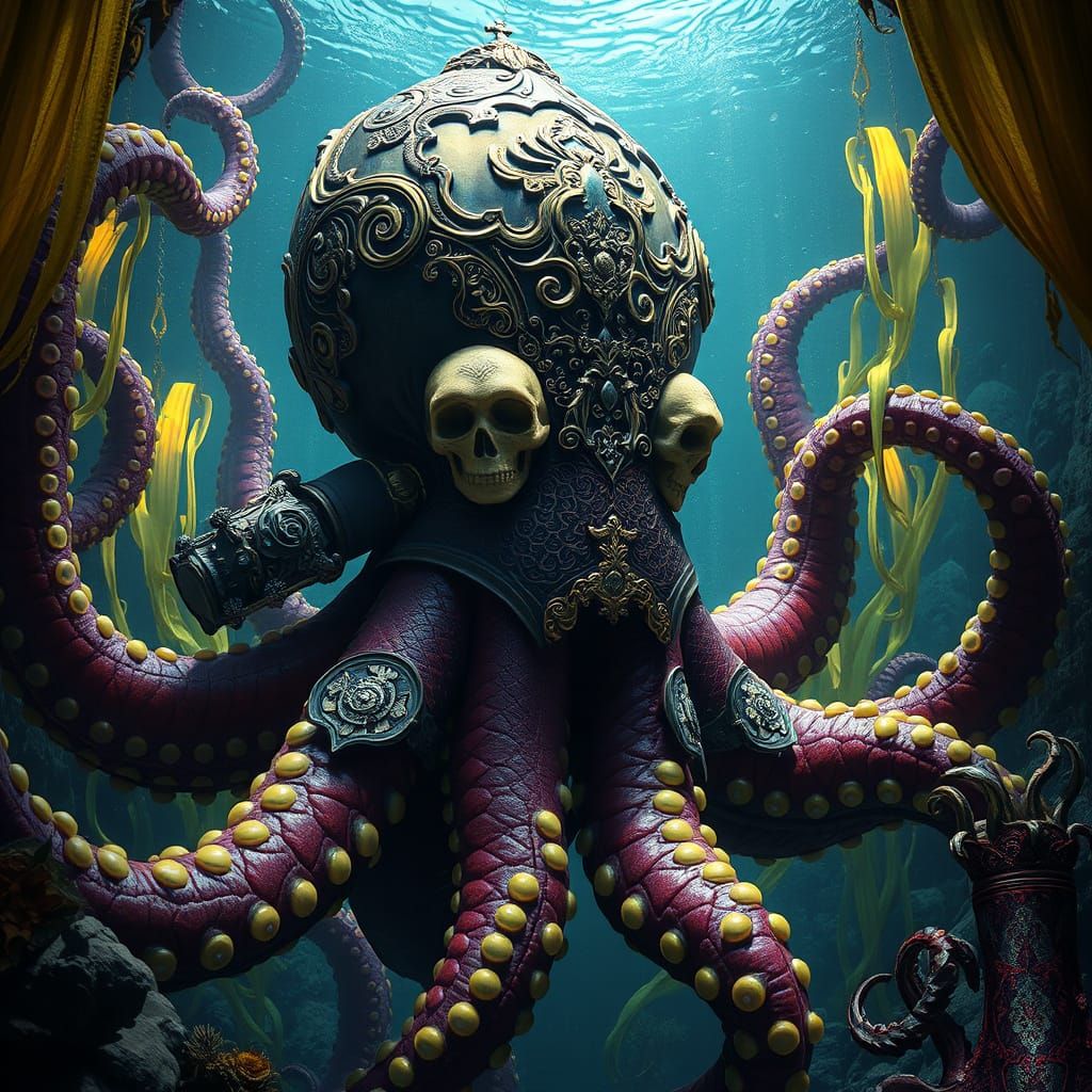 Victorian Octopus Commander in Jules Verne Style