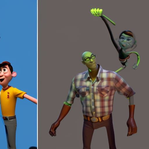 Real Man Versus Fake Man: Pixar-Style 3D Art