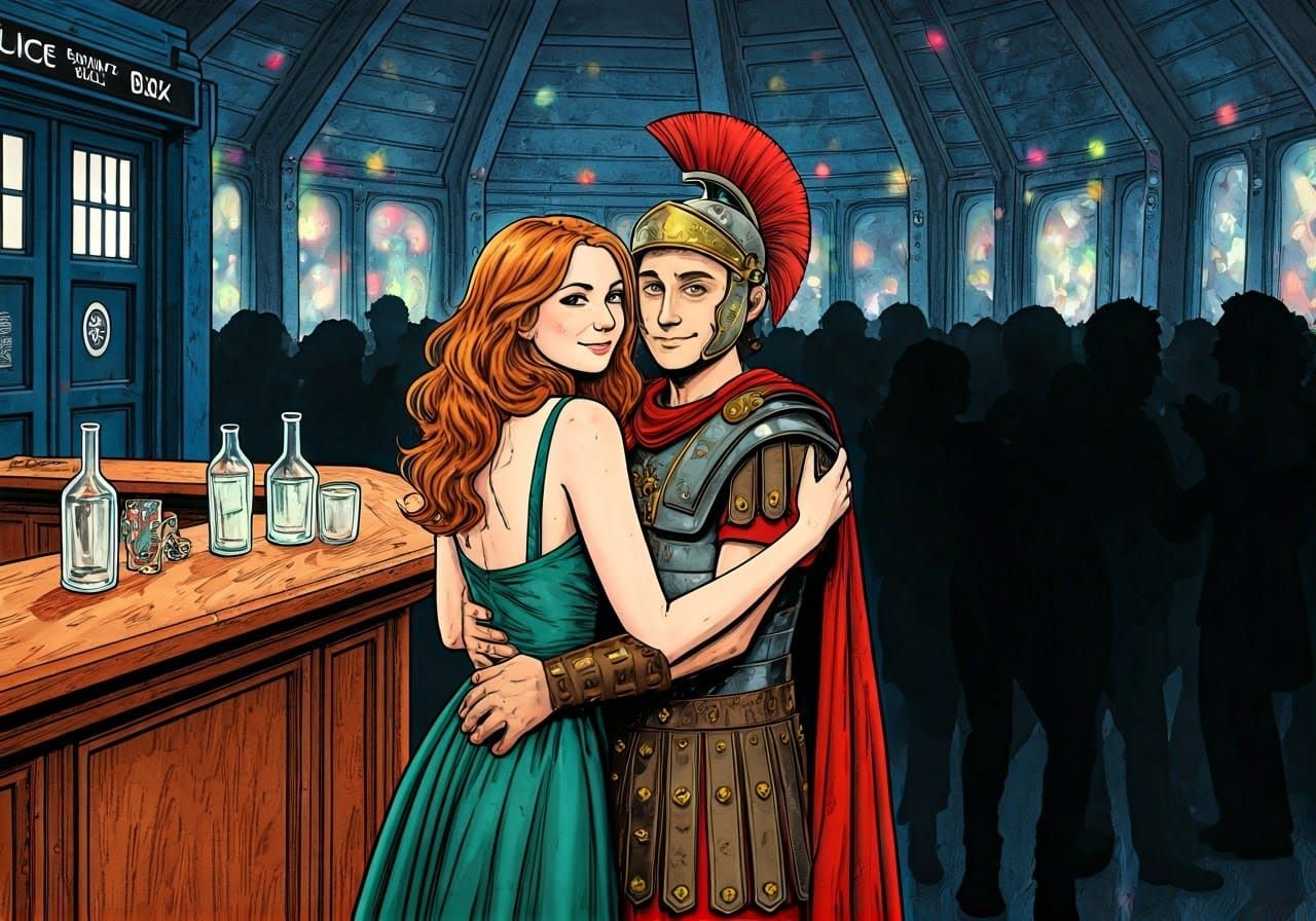 Timeless Whovian Romance in Vibrant Watercolor Style