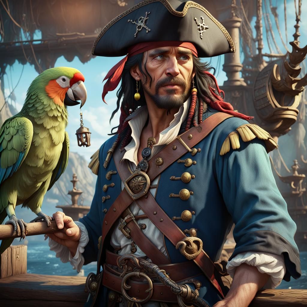 Pirate and Parrot: Detailed Matte Painting