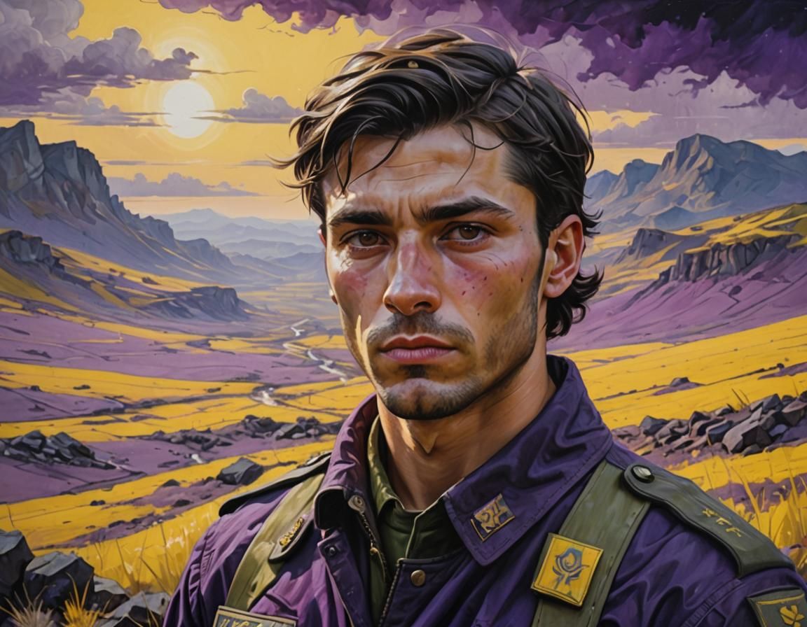 Ukrainian Soldier Portrait in Kathrin Longhurst Style
