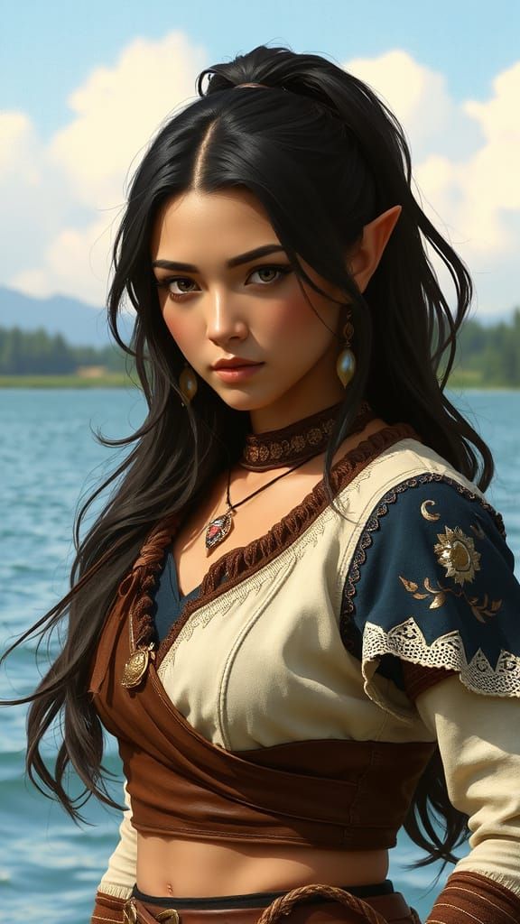 Medieval Bohemian Goddess with Elven Barbarian Attire