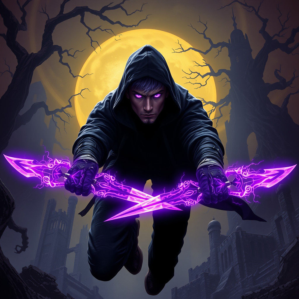 Soulknife Rogue in Dark Fantasy Landscape