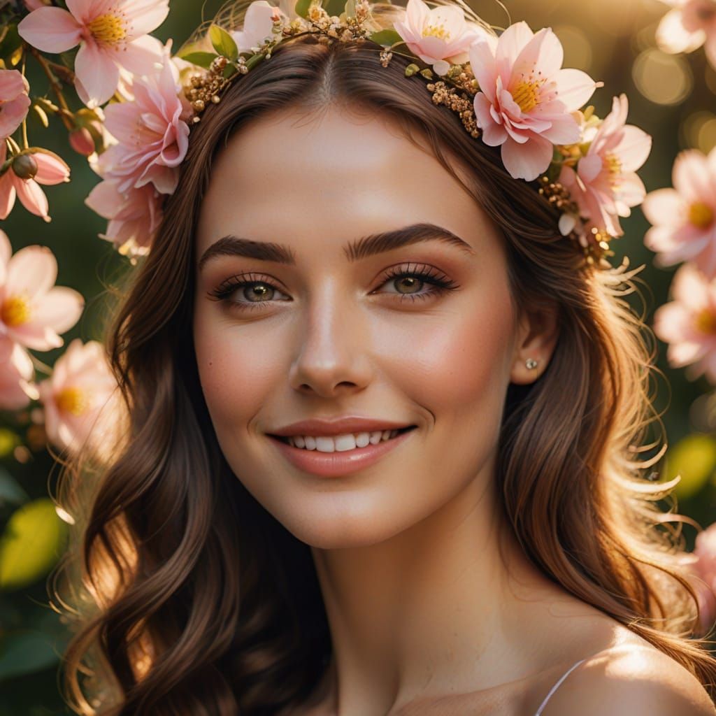 Ethereal Spring Goddess in Hyperrealistic Portrait