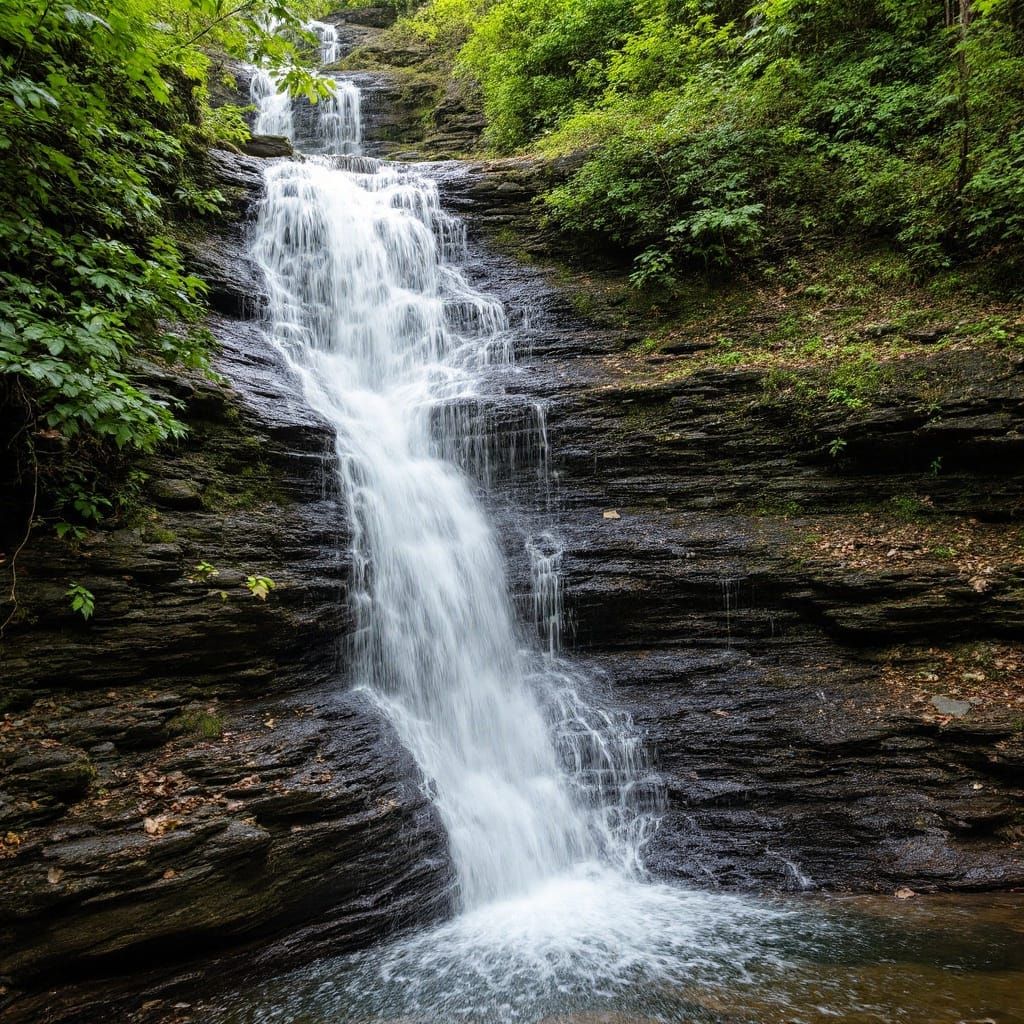 Scenic Waterfall in Natural Landscape