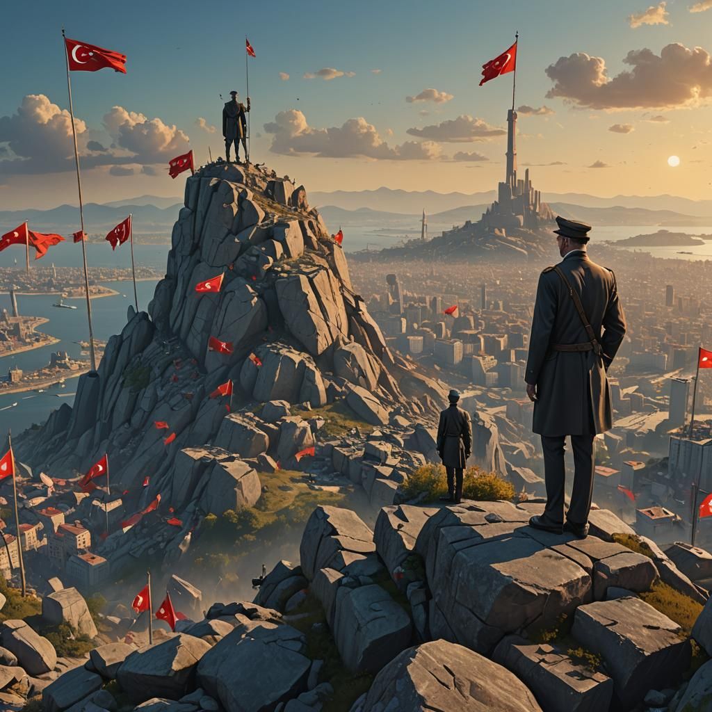 Atatürk Overlooks Türkiye on Victory Day