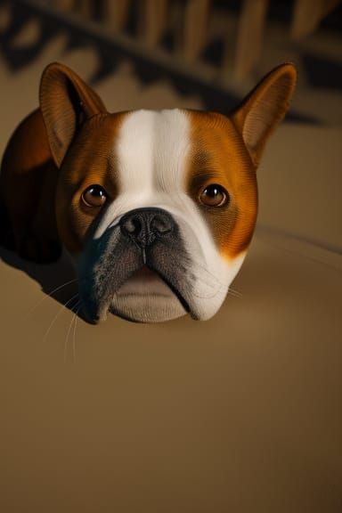 Cute Bulldog with Sparkling Eyes in Fantasycore 3D