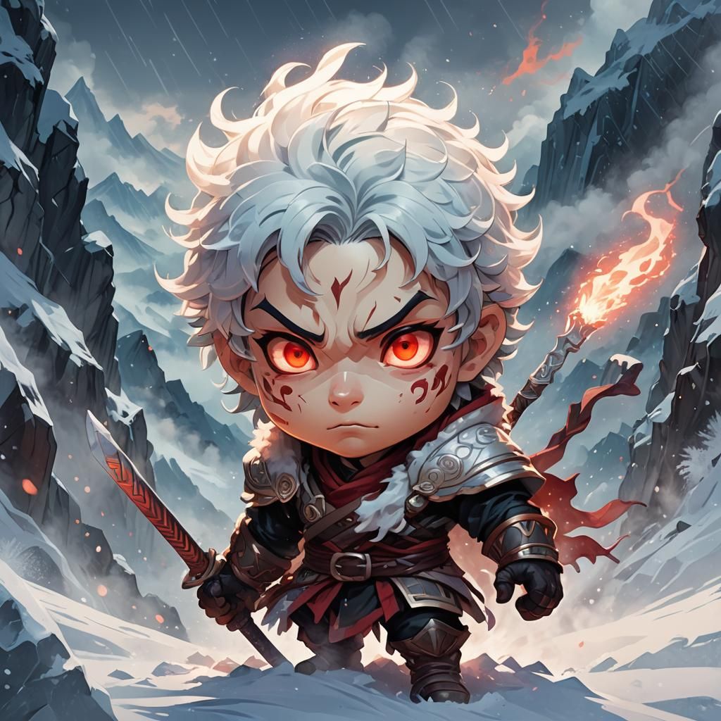 Young Demon Slayer in Chibi Style Illustration